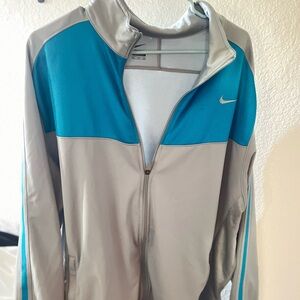 old-school Nike zip up gray and light blue
